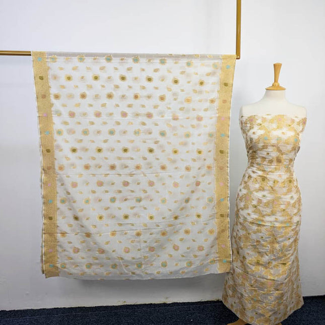 Indian Banrasi Work Indian Chiffon ( Dyeable In All Colours ) 2PC Unstitched