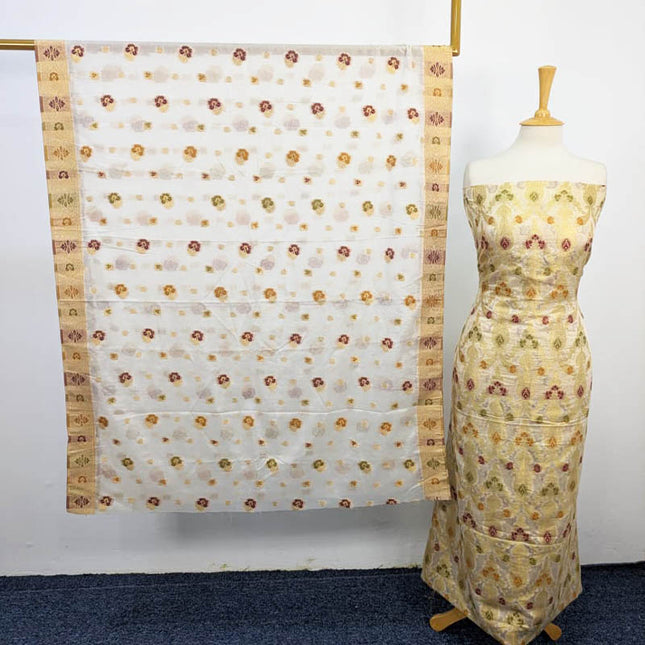 Indian Banrasi Work Indian Chiffon ( Dyeable In All Colours ) 2PC Unstitched