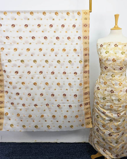 Indian Banrasi Work Indian Chiffon ( Dyeable In All Colours ) 2PC Unstitched