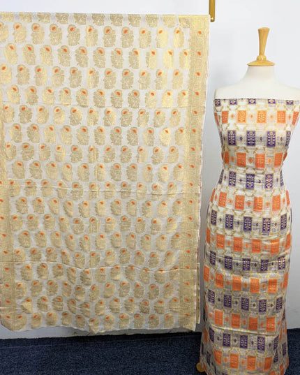 Indian Banrasi Work Indian Chiffon ( Dyeable In All Colours ) 2PC Unstitched