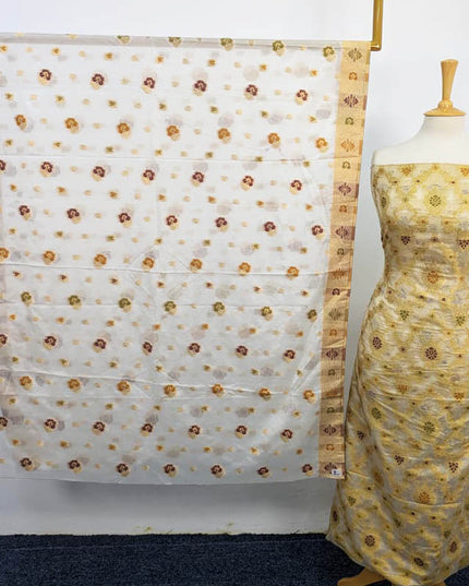 Indian Banrasi Work Indian Chiffon ( Dyeable In All Colours ) 2PC Unstitched