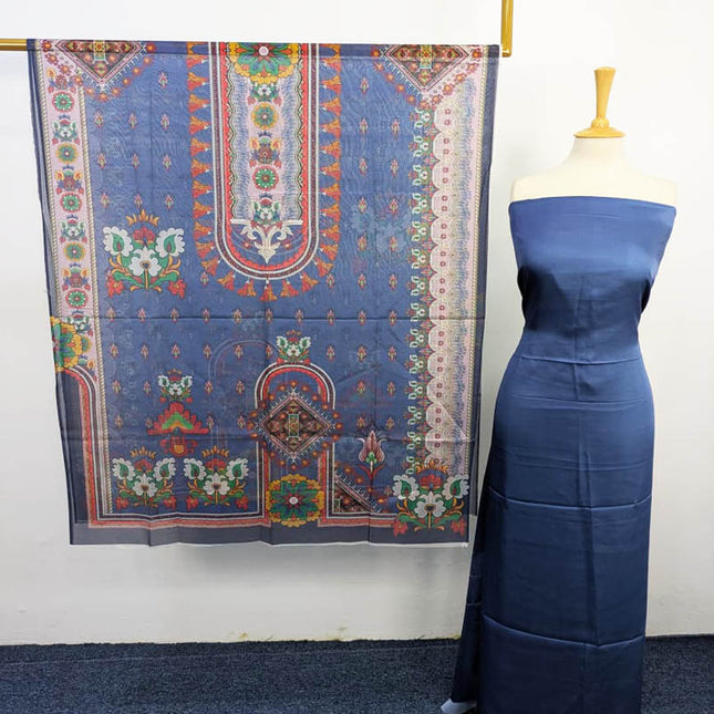 Fancy Digital Printed 2 Tone Silk 3PC Unstitched