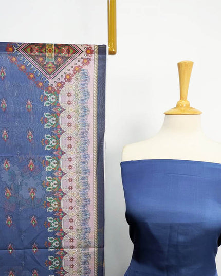 Fancy Digital Printed 2 Tone Silk 3PC Unstitched