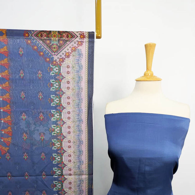 Fancy Digital Printed 2 Tone Silk 3PC Unstitched