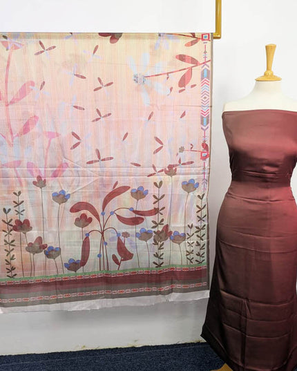 Fancy Digital Printed 2 Tone Silk 3PC Unstitched