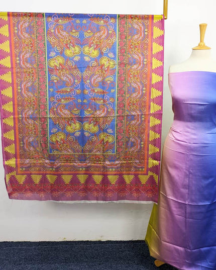 Fancy Digital Printed 2 Tone Silk 3PC Unstitched