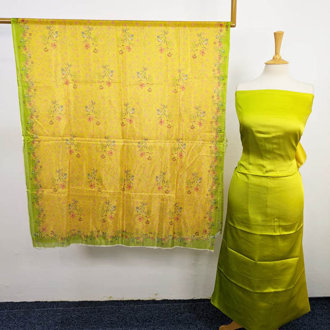 Fancy Digital Printed 2 Tone Silk 3PC Unstitched