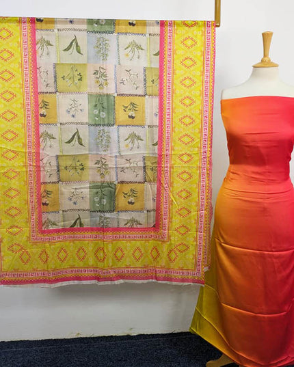 Fancy Digital Printed 2 Tone Silk 3PC Unstitched