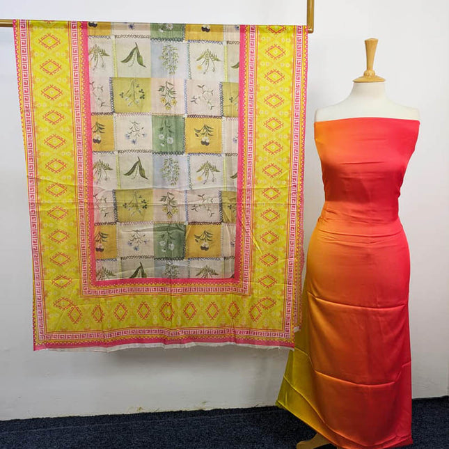 Fancy Digital Printed 2 Tone Silk 3PC Unstitched