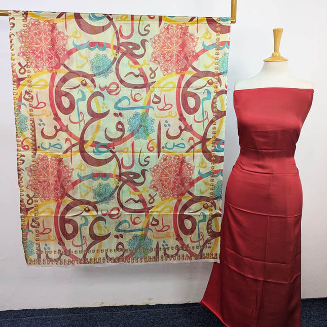 Fancy Digital Printed 2 Tone Silk 3PC Unstitched