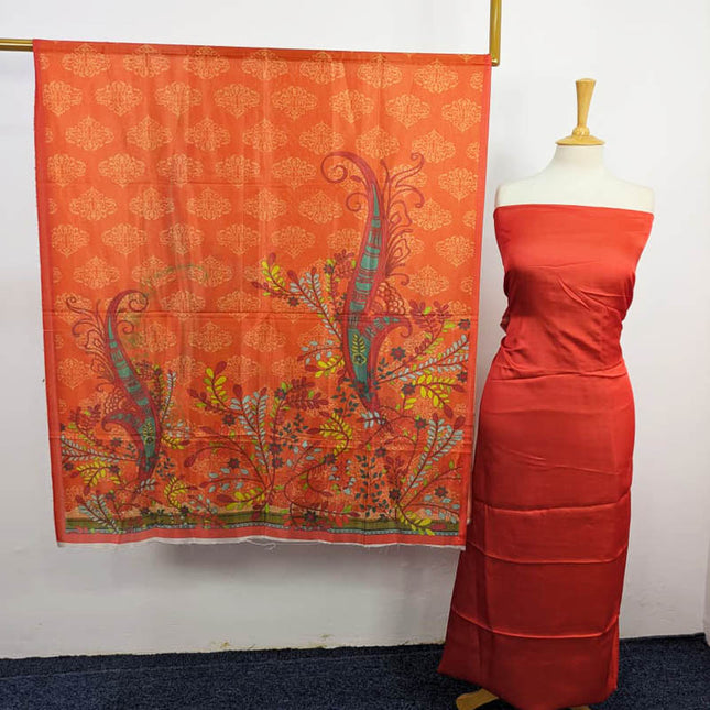 Fancy Digital Printed 2 Tone Silk 3PC Unstitched