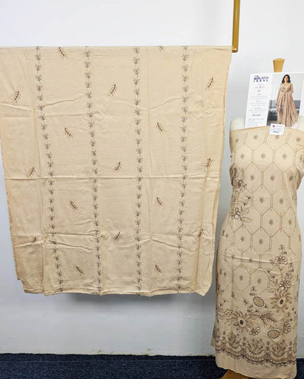 Premium Dyed Dhanak Bana Dora Double Head Embroidered 3PC Unstitched - Bin Iqbal