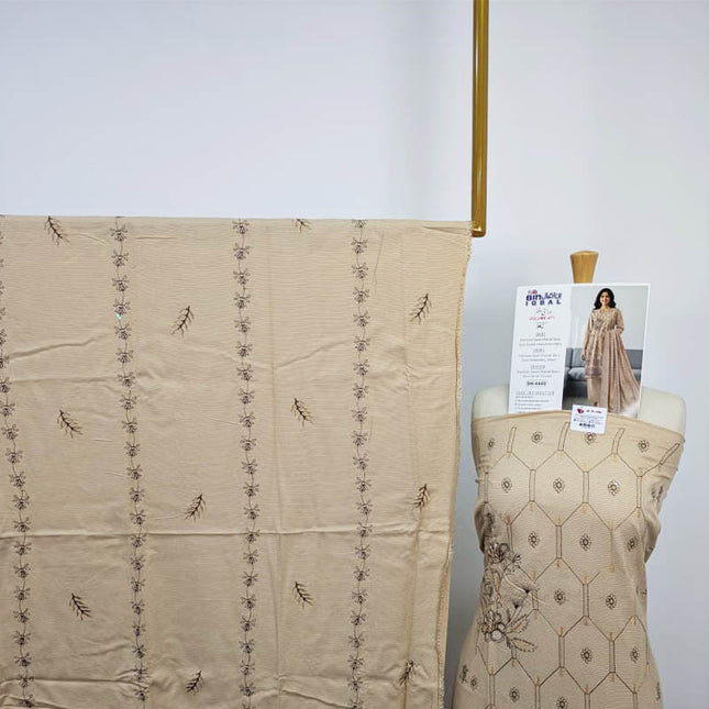 Premium Dyed Dhanak Bana Dora Double Head Embroidered 3PC Unstitched - Bin Iqbal