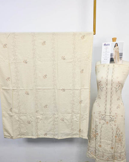 Premium Dyed Dhanak Bana Dora Double Head Embroidered 3PC Unstitched - Bin Iqbal