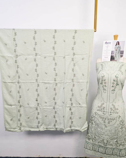 Premium Dyed Dhanak Bana Dora Double Head Embroidered 3PC Unstitched - Bin Iqbal