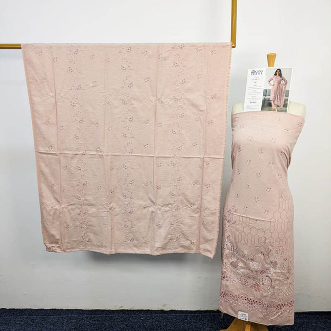 Premium Dyed Dhanak Bana Dora Double Head Embroidered 3PC Unstitched - Bin Iqbal