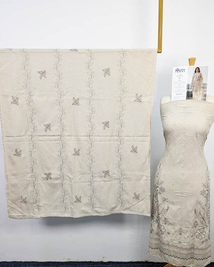 Premium Dyed Dhanak Bana Dora Double Head Embroidered 3PC Unstitched - Bin Iqbal