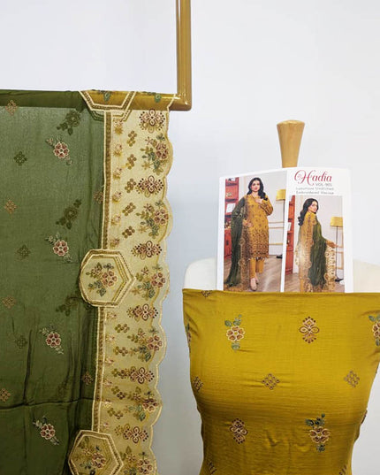 Fancy Luxurious Embroidered Viscose 3PC Unstitched - Hadi Vol-905