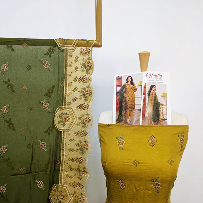 Fancy Luxurious Embroidered Viscose 3PC Unstitched - Hadi Vol-905