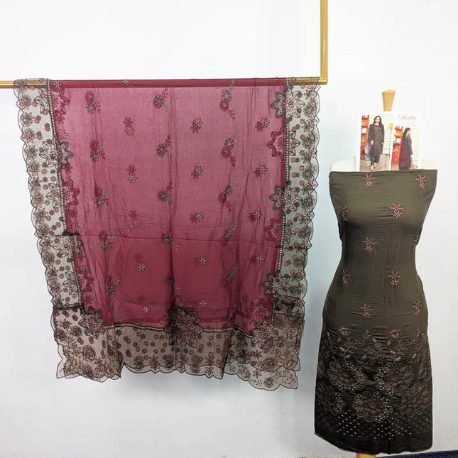 Fancy Luxurious Embroidered Viscose 3PC Unstitched - Hadi Vol-905