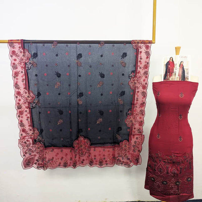 Fancy Luxurious Embroidered Viscose 3PC Unstitched - Hadi Vol-905