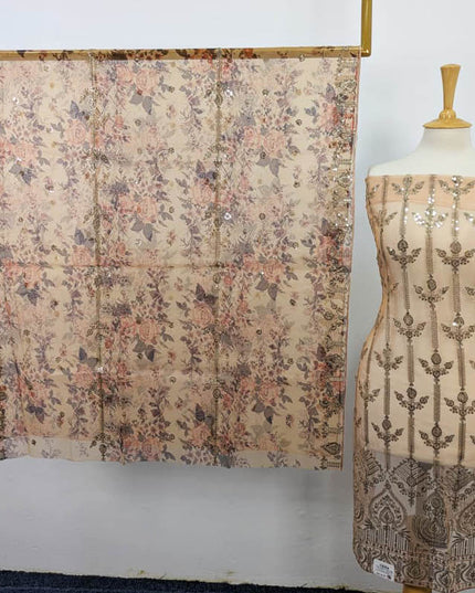 Fancy Embroidered + Sitara Work Silk 2PC Unstitched