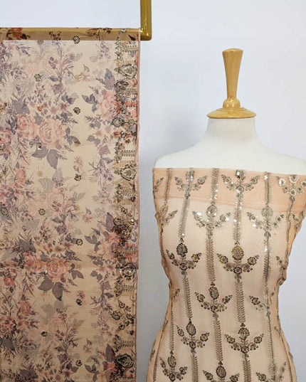 Fancy Embroidered + Sitara Work Silk 2PC Unstitched