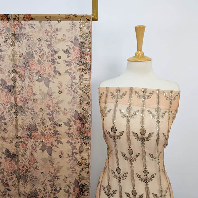 Fancy Embroidered + Sitara Work Silk 2PC Unstitched