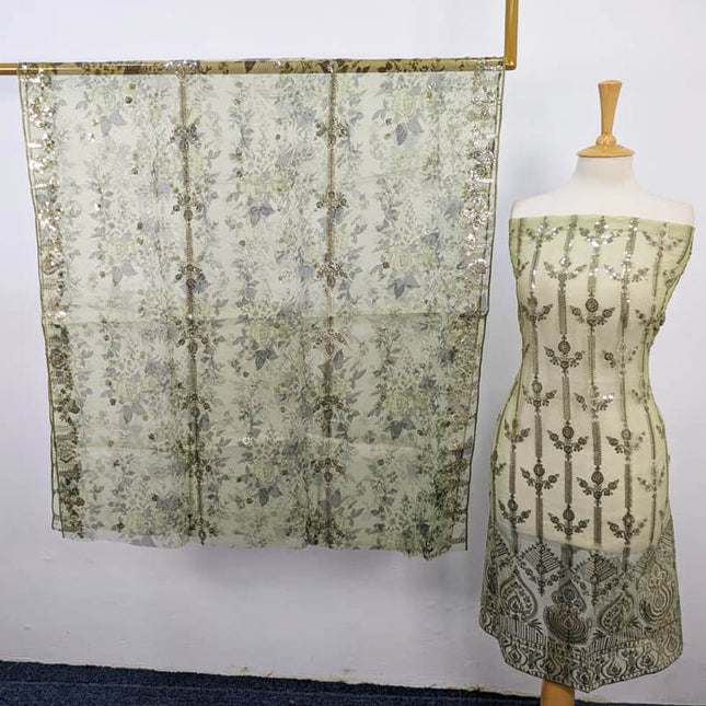 Fancy Embroidered + Sitara Work Silk 2PC Unstitched