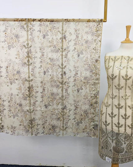 Fancy Embroidered + Sitara Work Silk 2PC Unstitched