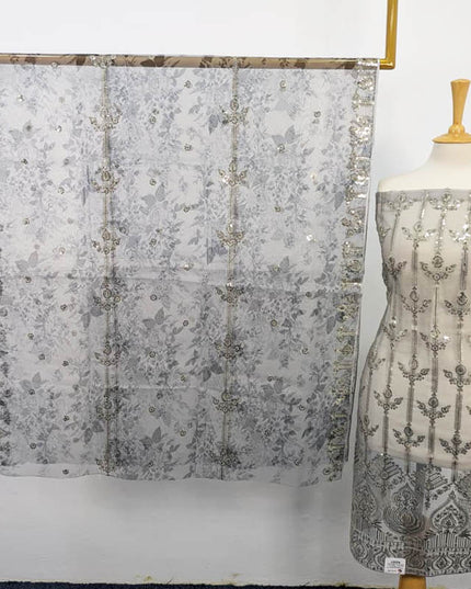 Fancy Embroidered + Sitara Work Silk 2PC Unstitched