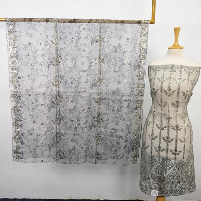 Fancy Embroidered + Sitara Work Silk 2PC Unstitched