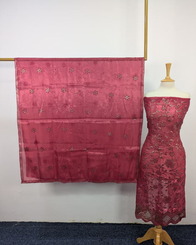 Fancy Embroidered Silk  2PC Unstitched