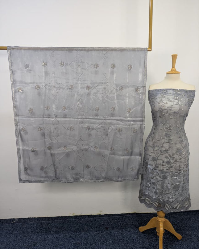 Fancy Embroidered Silk  2PC Unstitched