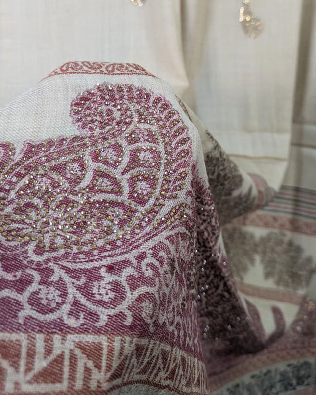 Fancy Digital Printed Wool Shawl  ( Ready To Wear )