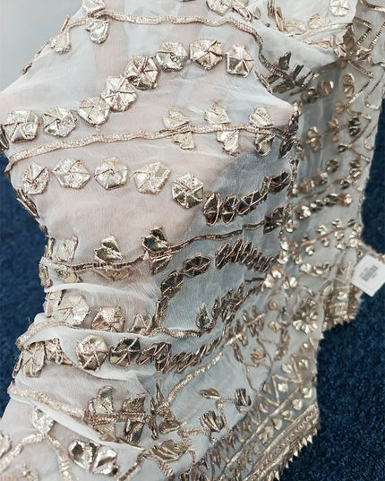 Handmade Full Jaal Gotta Work Chiffon Dupatta (Dyeable in All Colours)