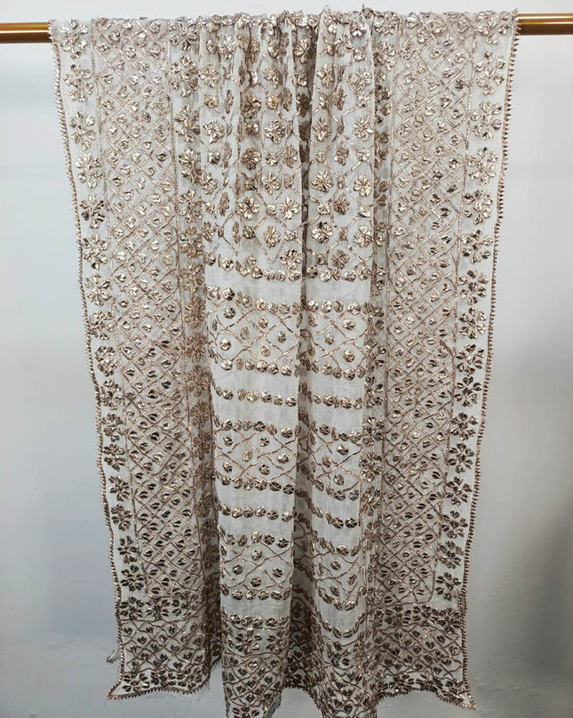 Handmade Full Jaal Gotta Work Chiffon Dupatta (Dyeable in All Colours)