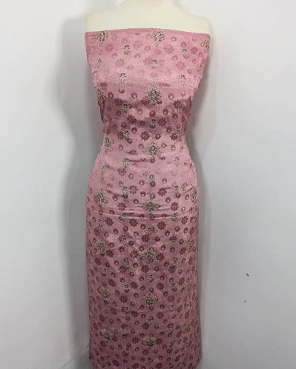 Embroidered +Printed Raw Silk With Chiffon Dupatta 2 PC Unstitched