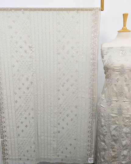 Premium Embroidered Shamoz Silk with Chiffon Dupatta 3PC Unstitched