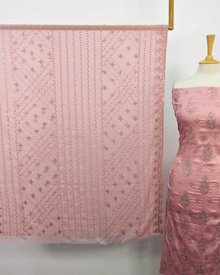 Premium Embroidered Shamoz Silk with Chiffon Dupatta 3PC Unstitched