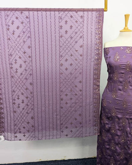 Premium Embroidered Shamoz Silk with Chiffon Dupatta 3PC Unstitched