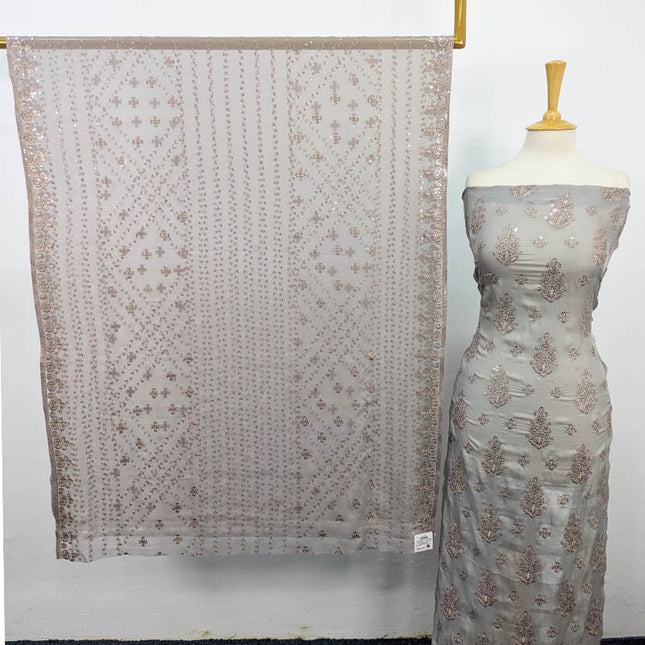 Premium Embroidered Shamoz Silk with Chiffon Dupatta 3PC Unstitched