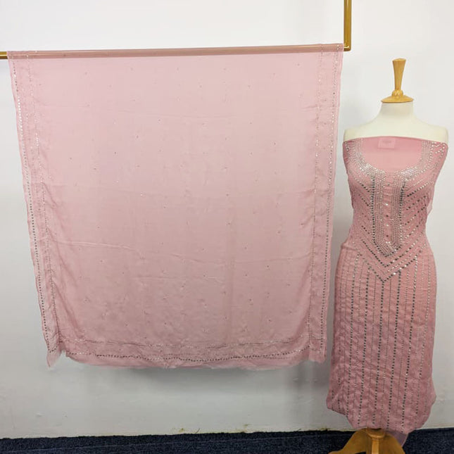 Handmade Mukesh Work Chiffon 2PC Unstitched