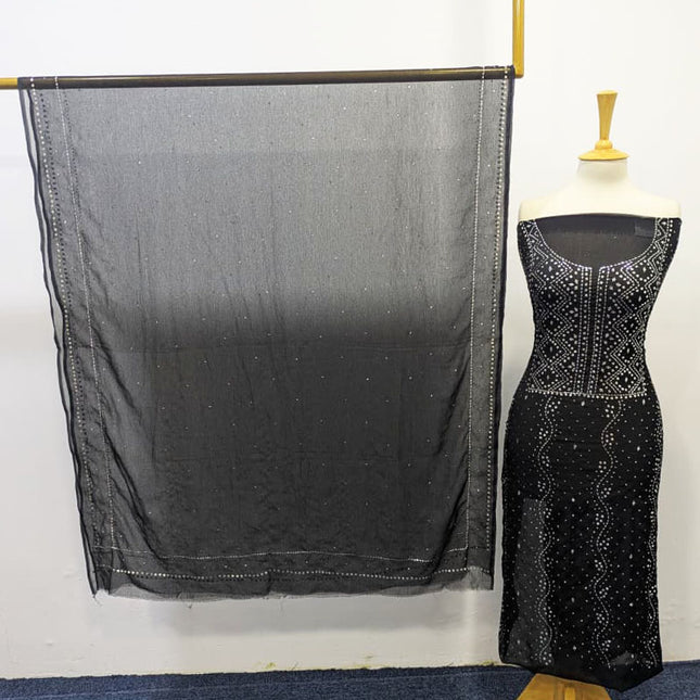 Handmade Mukesh Work Chiffon 2PC Unstitched