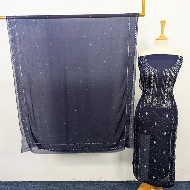 Handmade Mukesh Work Chiffon 2PC Unstitched