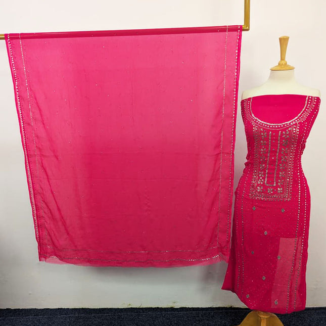 Handmade Mukesh Work Chiffon 2PC Unstitched