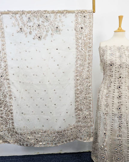 Handmade Heavy Gotta Work Organza Frock 2PC Unstitched ( Dyeable )