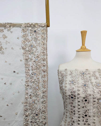 Handmade Heavy Gotta Work Organza Frock 2PC Unstitched ( Dyeable )