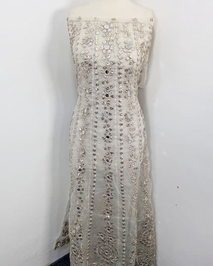 Handmade Heavy Gotta Work Organza Frock 2PC Unstitched ( Dyeable )