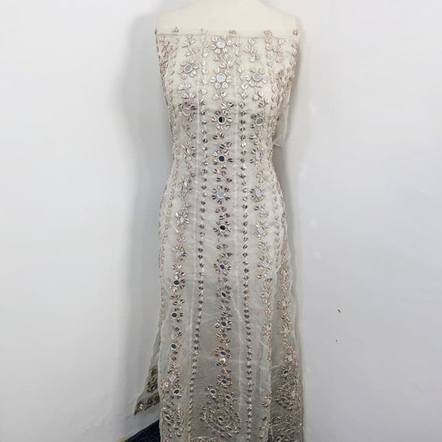 Handmade Heavy Gotta Work Organza Frock 2PC Unstitched ( Dyeable )